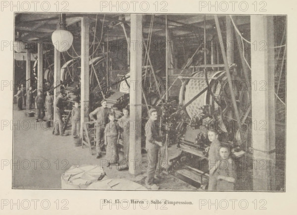 View of the interior of a printing shop in Haren, Belgium, page, photomechanical print,