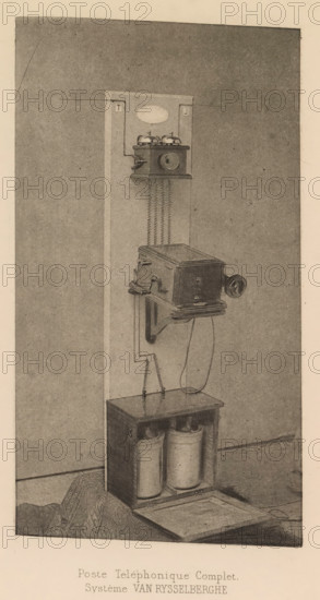 Complete telephone set, Poste Téléphonique Complet, page, photomechanical print, inscription: