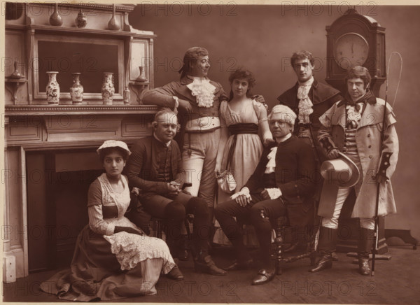 Group portrait of the members of The Vaudeville Company in 'The Road to Ruin', page,