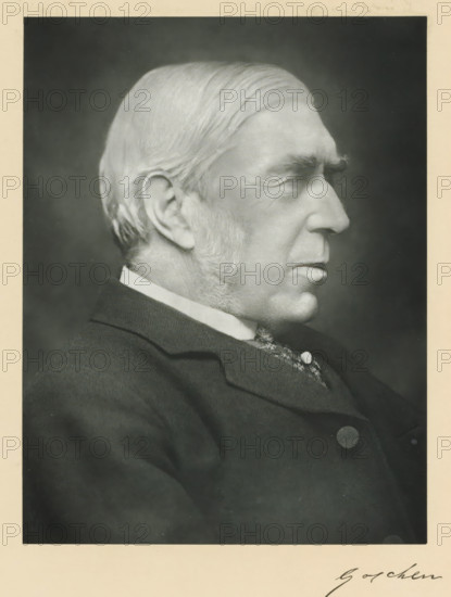 The right honorable Viscount Goschen, photograph, page, annotation, inscription: '17, Baker St,