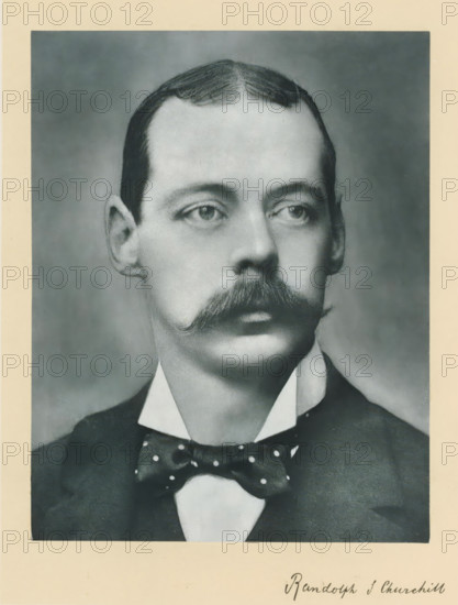 The right honorable the late lord Randolph Spencer Churchill, photograph, page, annotation,