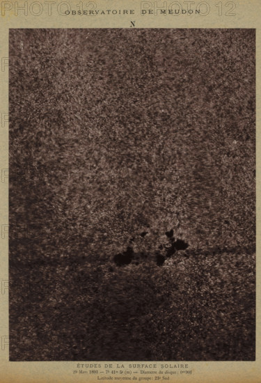 Observatoire de Meudon - études de la surface solaire, Study of the solar surface, photograph,