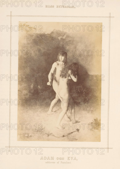Adam och Eva, Photo reproduction of a painting of Adam and Eve by Hans Olaf Heyerdahl, photograph,