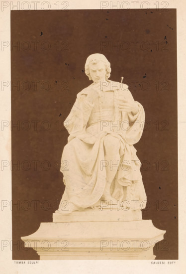 Statue of Evangelista Torricelli, photograph, page, photographer: Caldesi & Co, Italy, c. 1854 - in