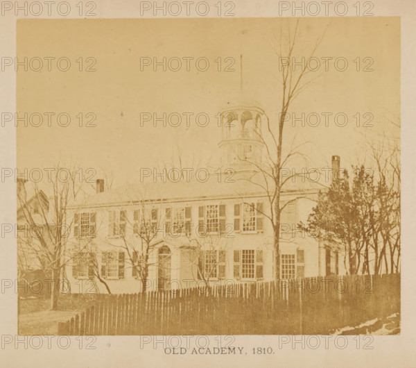 View of the first Friends Academy location in New Bedford, Massachusetts, Old Academy. 1810,