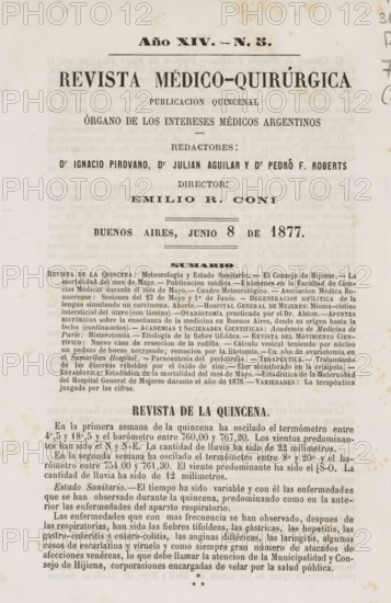 Revista médico-quirúrgica, magazine, publisher: Órgano de los Intereses Médicos Argentinos, Buenos