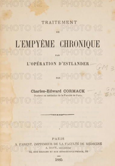 Traitement de l'empyème chronicique par l'opération d'Estlander, by Charles-Edward Cormack, book,