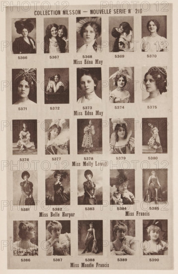 25 portraits of Edna May, Molly Lowell, Belle Harpur and Maudie Francis, Collection Nilsson -
