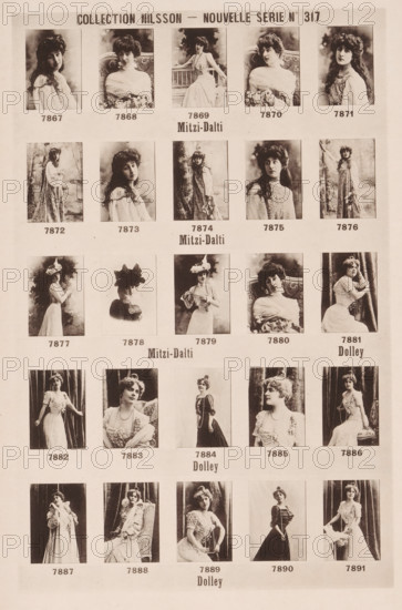 25 portraits of Mitzi-Dalti and Dolley, Collection Nilsson - Nouvelle Série, page, photomechanical