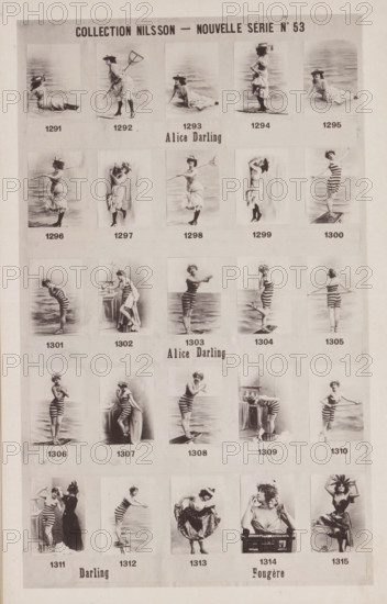 25 portraits of ladies in swimwear, named Alice Darling and Fougère, Collection Nilsson - Nouvelle