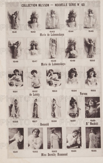 25 portraits of Marie de Labounskaya, De Lointy, Verena, Renauld, Rose Nesbitt and Dorothy Hammond,