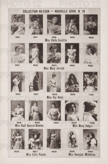 25 portraits of Stella Castille, Mary Jerrold, Fay Davis, Enid Spencer-Brunton, Daisy Sedger,