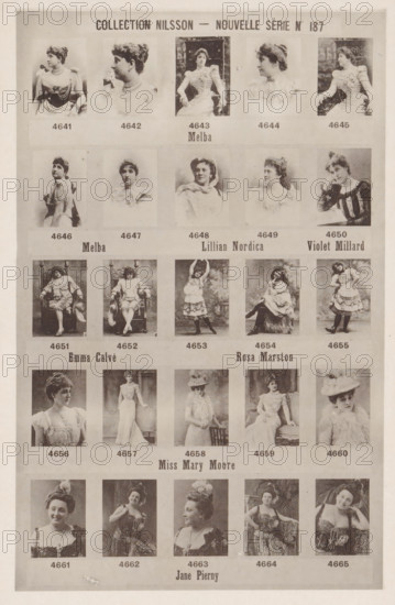 25 portraits of Melba, Lillian Nordica, Violet Millard, Emma Calvé, Rosa Marston, Mary Moore and