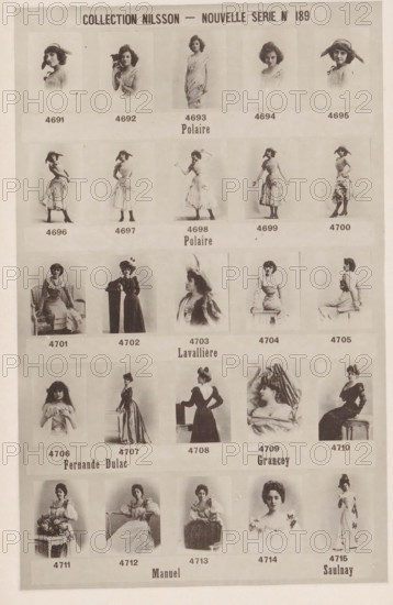 25 portraits of Polaire, Eve Lavallière, Fernande Dulac, Grancey, Manuel and Saulnay, Collection