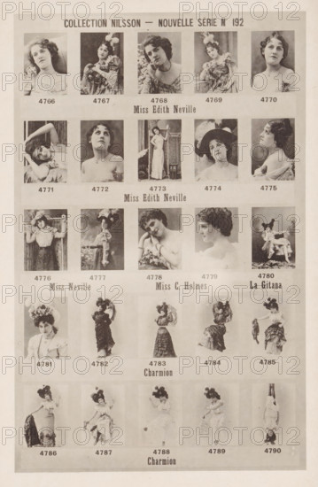25 portraits of Edith Neville, C. Holmes, La Gitana and Charmion, Collection Nilsson - Nouvelle