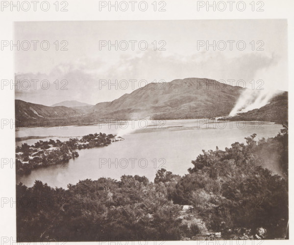 View of Lake Rotomahana, page, photomechanical print, photographer: Daniel Louis Mundy, New