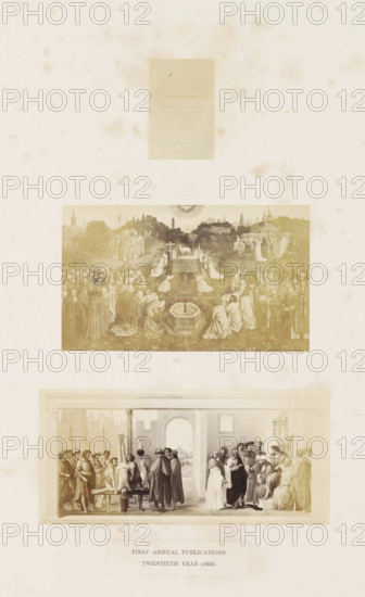 Three photo reproductions of a publication by the Arundel Society with frescoes by Rafael and