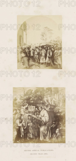 Three photo reproductions of a publication by the Arundel Society with paintings by Jan van Eyck