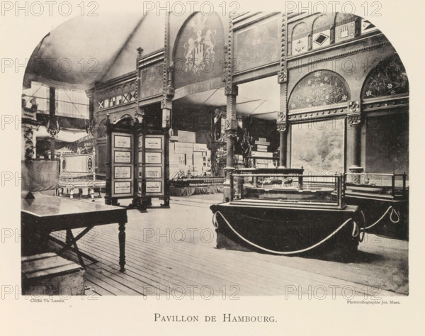 Interior of the pavilion from Hamburg during the World Exhibition in Antwerp, Pavillon de Hambourg,
