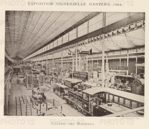 Galerie des machines, Interior of the machine hall during the World Exhibition in Antwerp, page,