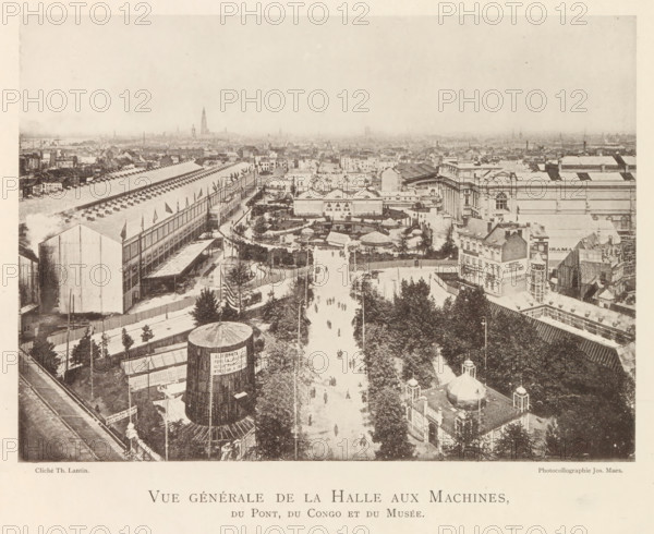 View of the world exhibition in Antwerp, Vue générale de la halle aux machines, du pont, du Congo
