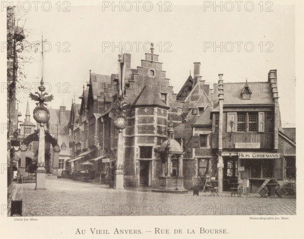 Beursstraat in Antwerp, Au vieil Anvers - Rue de la Bourse, page, photomechanical print,