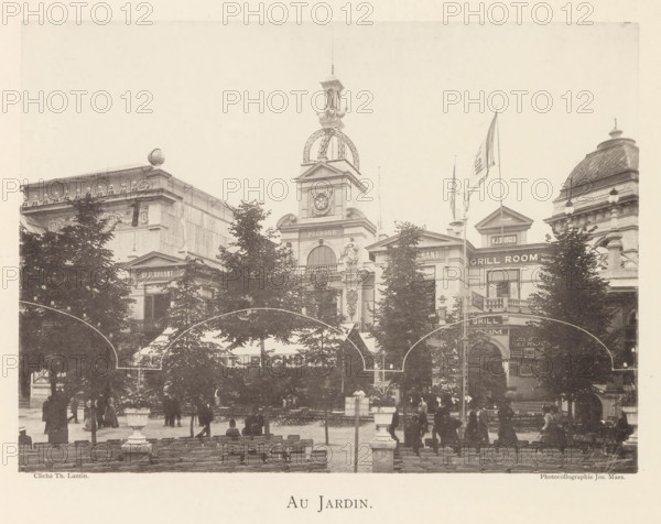 Au jardin, Garden on the grounds of the world exhibition in Antwerp, page, photomechanical print,