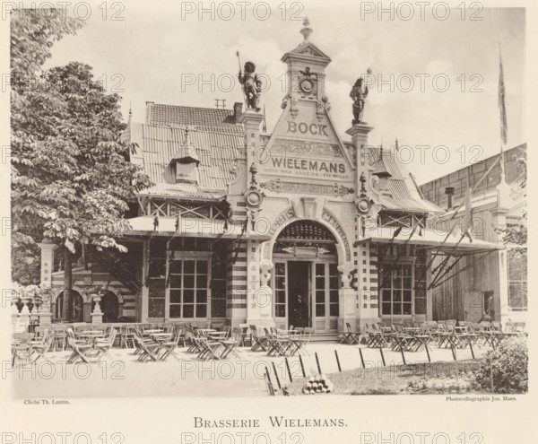 Exterior of Brasserie Wielemans in Antwerp, Brasserie Wielemans, page, photomechanical print,