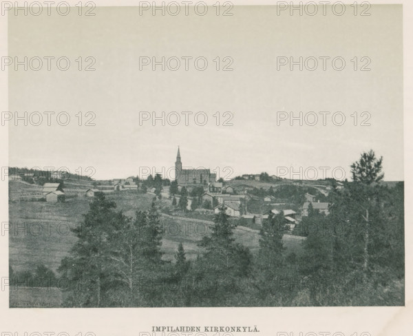 View of a village, Impilahden kirkonkylä, page, photomechanical print, photographer: Impi Backman,