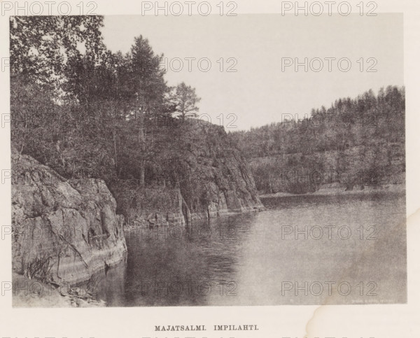 View of a river, Majatsalmi Impilahti, page, photomechanical print, photographer: Impi Backman,