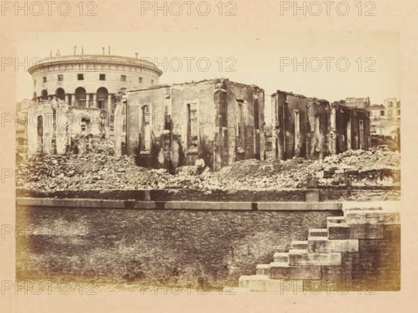 Docks de la Vilette, View of a destroyed building, photograph, page, 1871, photographer, paper,