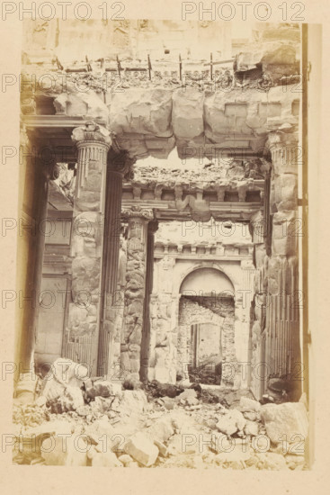 View of the ruined interior of the Tuileries Palace in Paris, Palais des Tuileries - vue interiore,