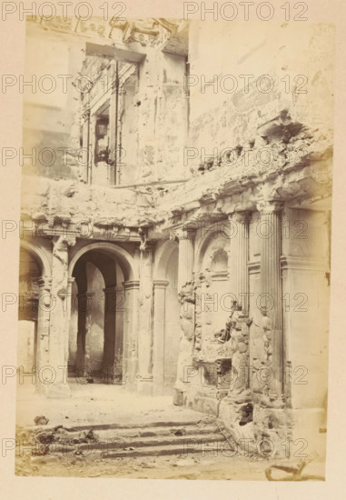 View of the ruined interior of the Tuileries Palace in Paris, Palais des Tuileries - vue