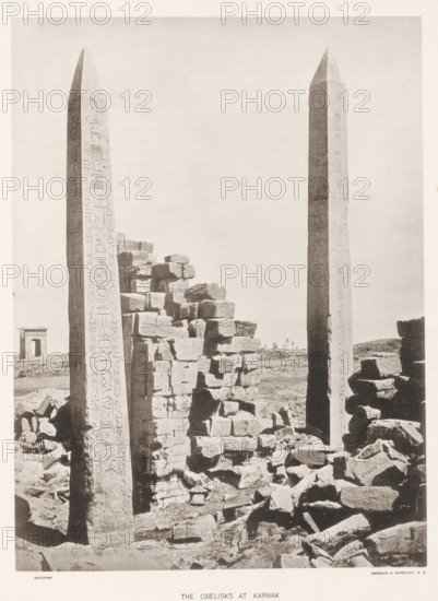 The obelisks at Karnak, page, photomechanical print, number: 'Plate XL', Karnak, cliché maker: