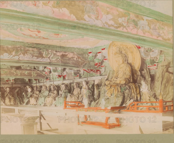 Sculptures in the Chion-in temple in Kyoto, photograph, page, Chion-in, Japan, c. 1887 - in or