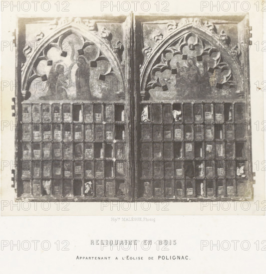 Wooden reliquary from a church in Polignac, Reliquaire en bois, photograph, page, number: 'PL. 26