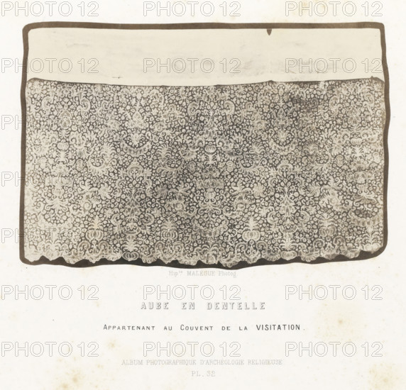 Aube en dentelle, Kant, photograph, page, inscription: 'appartenant au couvent de la visitation.',