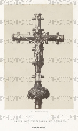Cross of the weavers, from Saugues, Croix des tisserands de Saugues, photograph, page, number: 'PL.