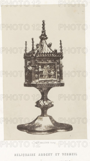 Reliquaire argent et vermeil, Silver reliquary from a church in Gazac, photograph, page, number: