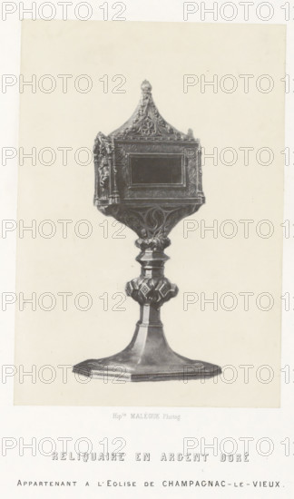 Silver reliquary from the Saint-Pierre church in Champagnac-le-Vieux, Reliquaire en argent doré,