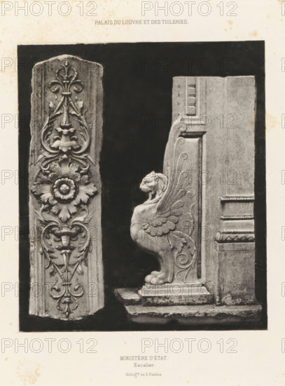 Ministère d'état. Escalier, Ornaments of the stairs of the Ministry of Foreign Affairs in the