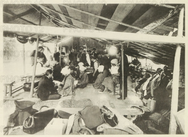 University field hospital in Japan after an earthquake, page, photomechanical print, photographer: