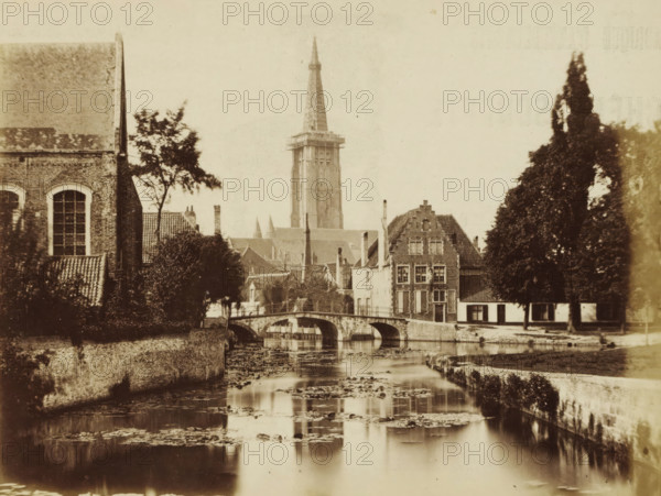 Bruges, View of the Minnewater in Bruges, photograph, page, c. 1862 - c. 1872, photographer, paper,