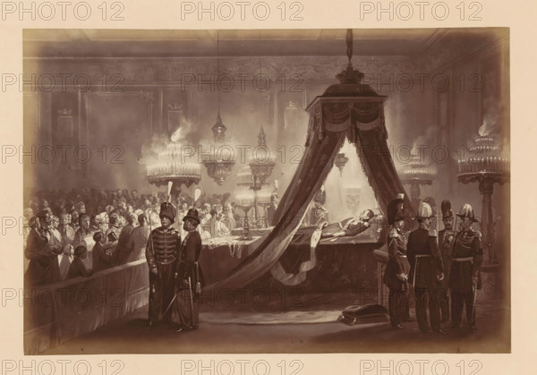 Photographic reproduction of a design of the laid-out body of King Léopold I of Belgium in the