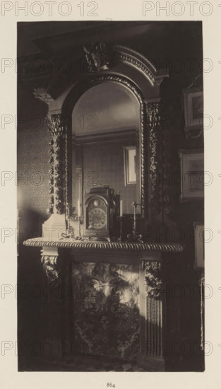 Chimney with clock in the house of Antonin Terme, photograph, page, Liège, c. 1880 - in or before