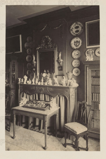 Room in the house of Antonin Terme with his collection of antiquities, plates and statues,