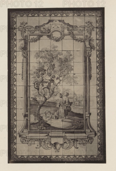 Tile wall of apple picking in the house of Antonin Terme, photograph, page, Liège, c. 1880 - in or