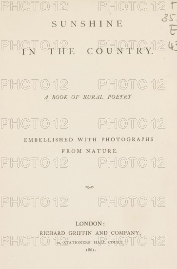 Sunshine in the Country. A Book of Rural Poetry, embellished with photographs from Nature, book,