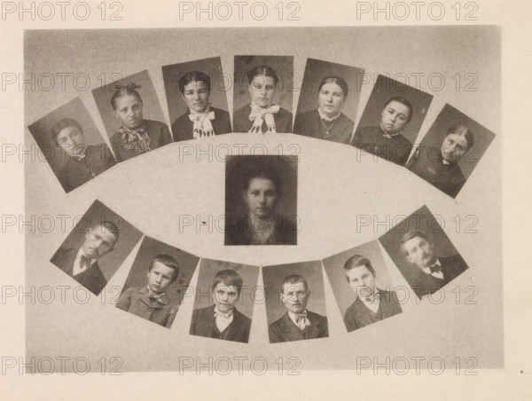 Thirteen portraits of inhabitants around the Montagne Noire, with a superimposition of these
