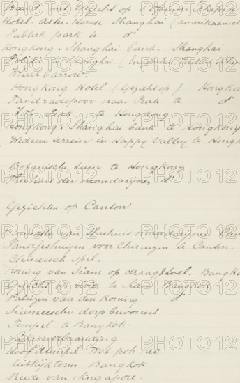 List of subjects depicted in the album (1 to 34), album page, list, Part of Album with 50 photos of